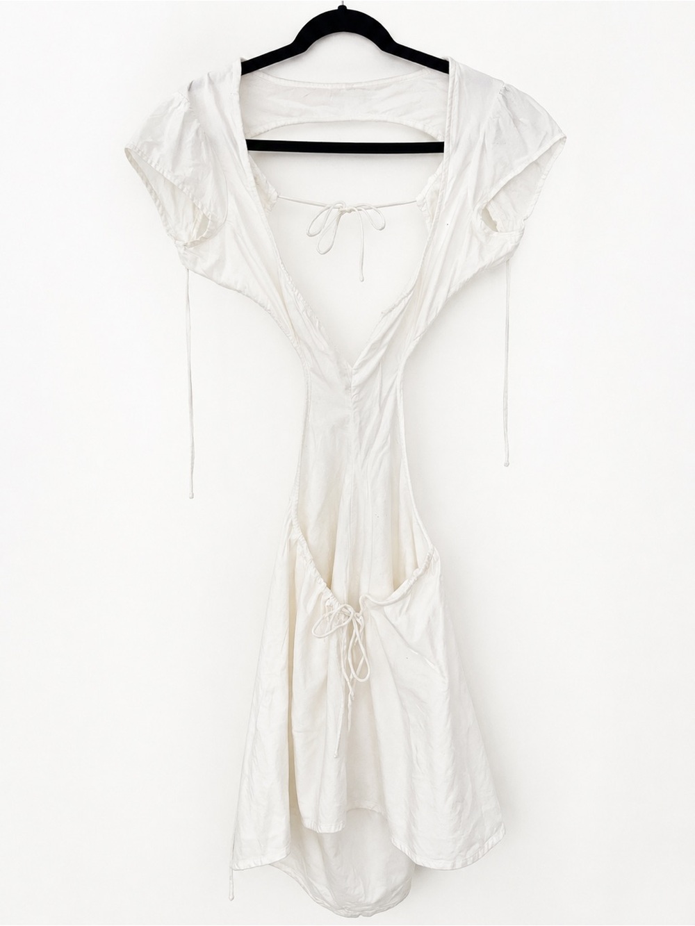 White Plunge Cutout Back Asymmetrical Mini Dress Size Small